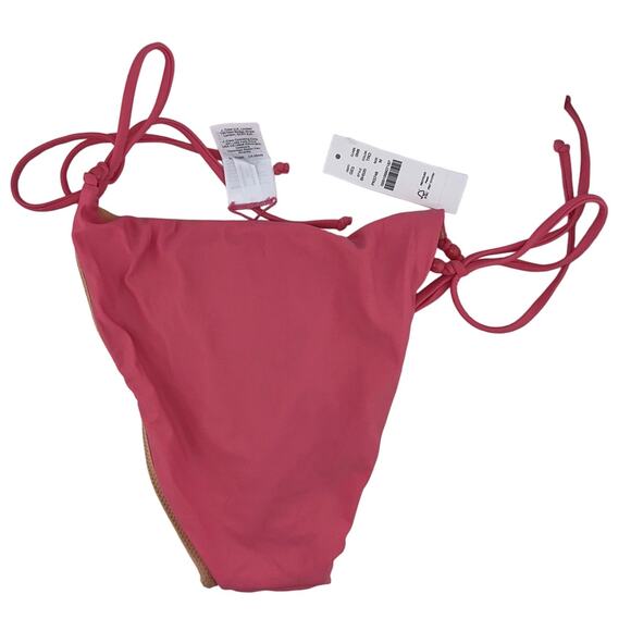 J. Crew String Cheeky Curved Pink Bikini Bottom Size Medium NWT B - Picture 2 of 3